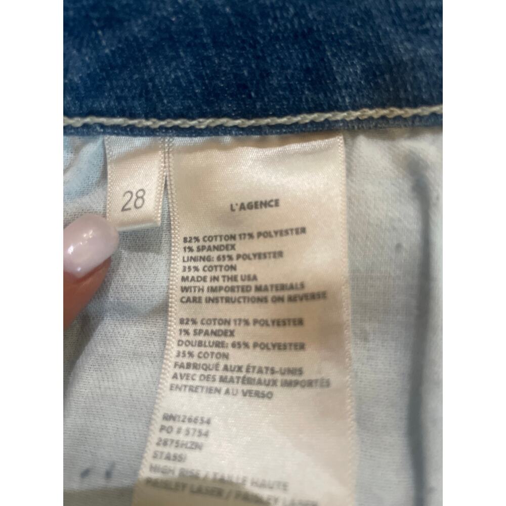 L’AGENCE Stassi High Rise Jeans Paisley Laser Sz 28 6 Baby Bootcut 31 in Inseam - Picture 5 of 12